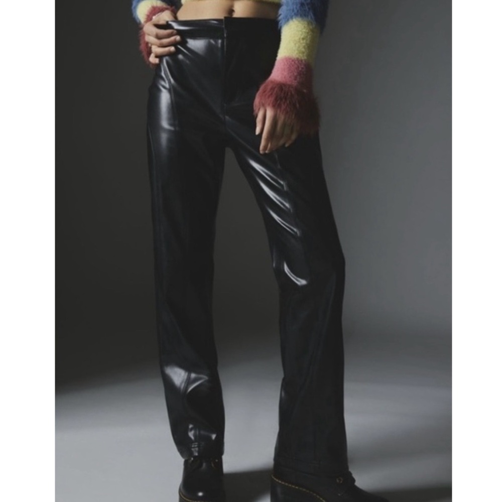 🟤NWT SILENCE + NOISE Sydney Faux Leather Moto Pant in Black